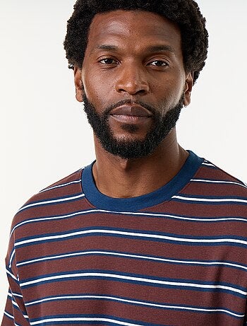 T-shirt homme en coton rayé à col rond