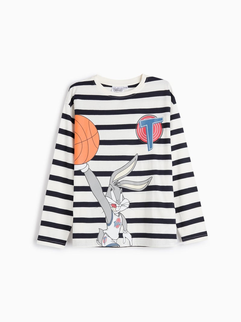 T-shirt rayé à manches longues 'Bugs Bunny' Blanc - Kiabi