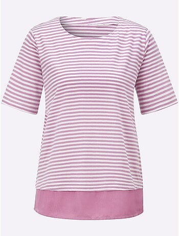 T-shirt Rayé Aspect 2 En 1 - Taille Standard - Witt