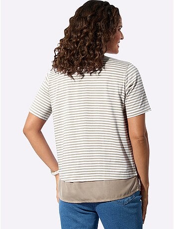 T-shirt Rayé Aspect 2 En 1 - Taille Standard - Witt