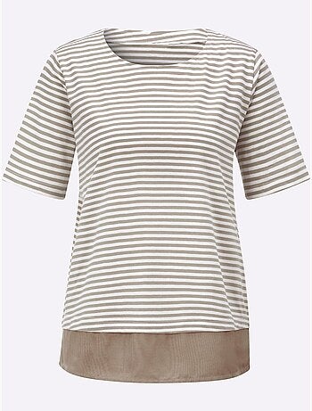 T-shirt Rayé Aspect 2 En 1 - Taille Standard - Witt