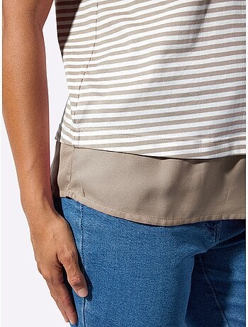 T-shirt Rayé Aspect 2 En 1 - Taille Standard - Witt
