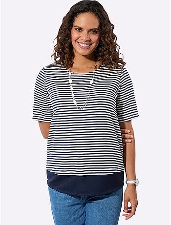 T-shirt Rayé Aspect 2 En 1 - Taille Standard - Witt