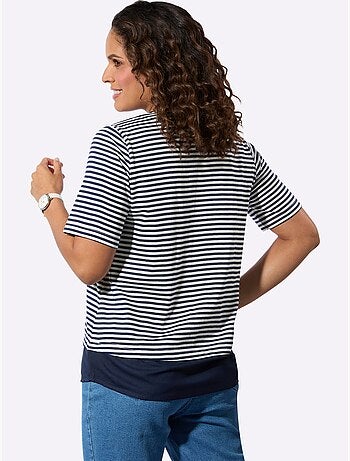 T-shirt Rayé Aspect 2 En 1 - Taille Standard - Witt