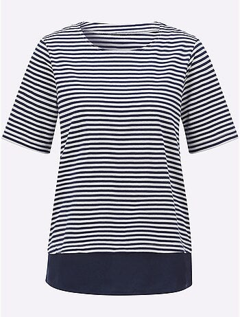 T-shirt Rayé Aspect 2 En 1 - Taille Standard - Witt