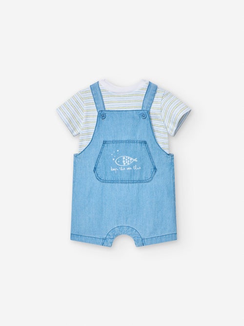 T-shirt Rayé + Combi-short en Jean - Kiabi