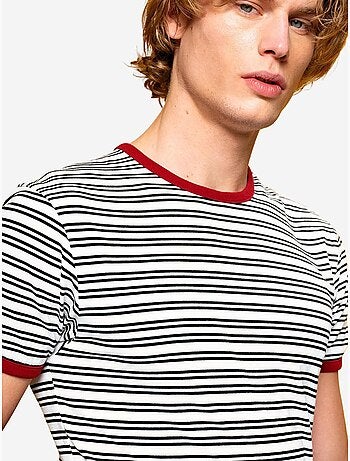 T-shirt rayé coupe ajustée col rond giesto