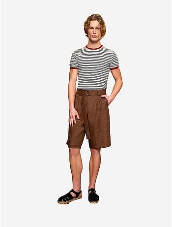 T-shirt rayé coupe ajustée col rond giesto