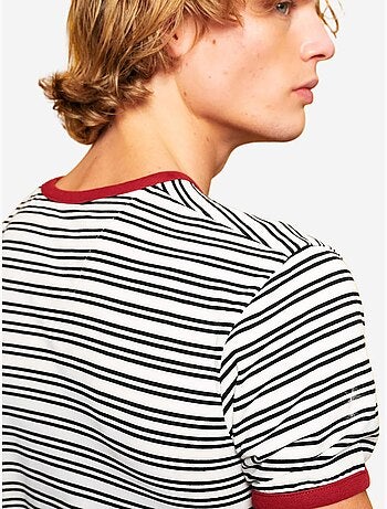 T-shirt rayé coupe ajustée col rond giesto