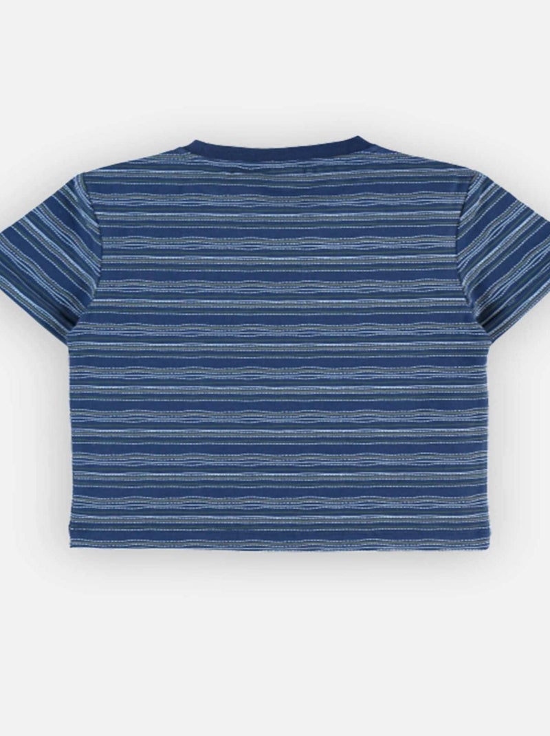 T-shirt rayé en coton BIO, Bleu - Kiabi