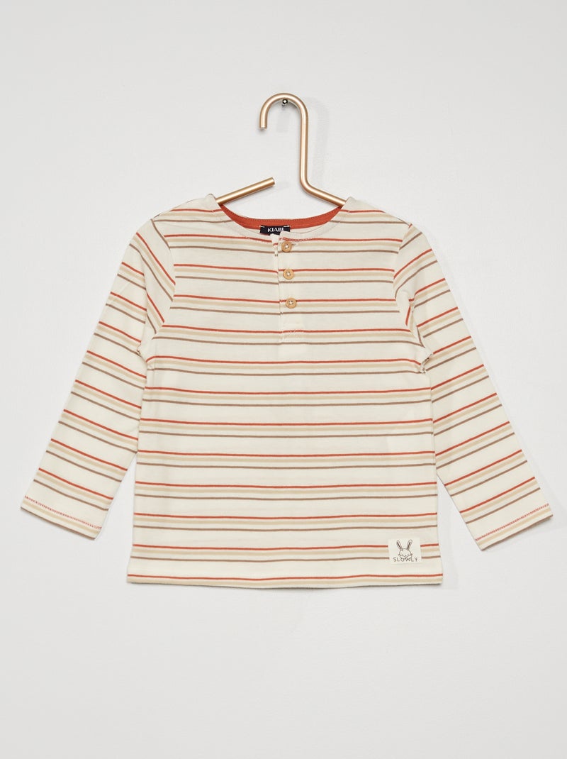 T-shirt rayé en coton blanc - Kiabi