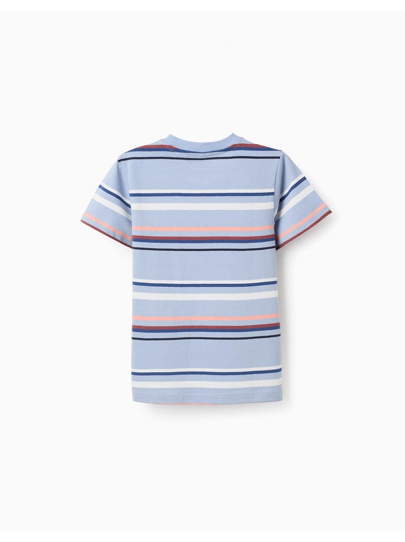 T-shirt rayé en coton Bleu clair - Kiabi