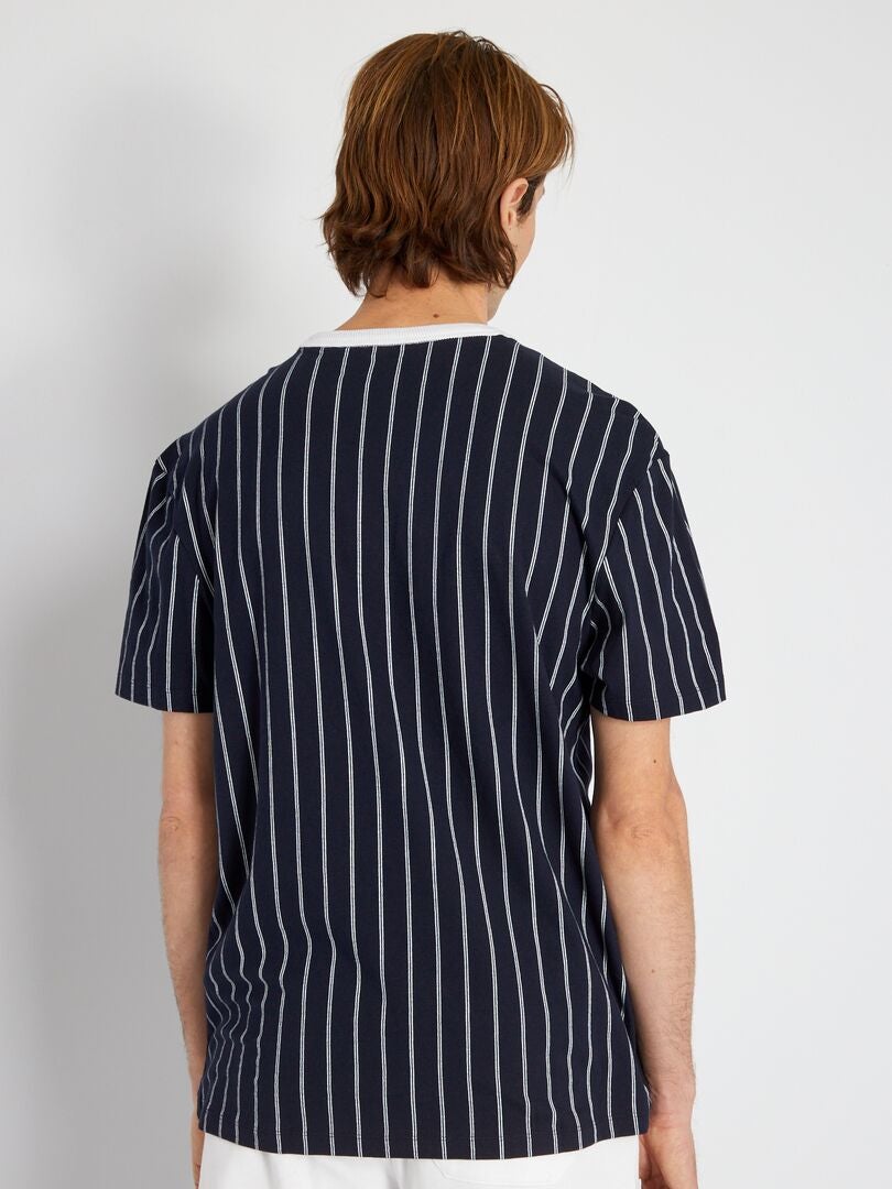 T-shirt rayé en coton Bleu - Kiabi