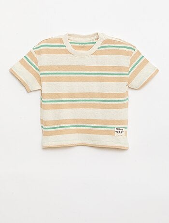 T-shirt rayé en jersey coton et lin
