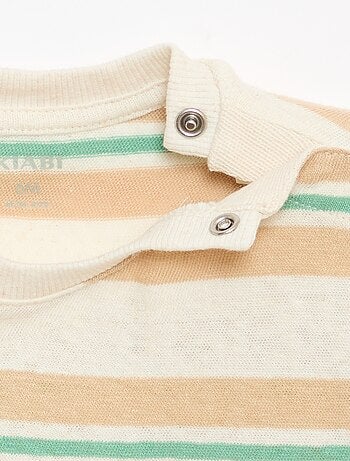 T-shirt rayé en jersey coton et lin