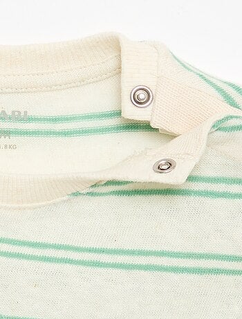 T-shirt rayé en jersey coton et lin