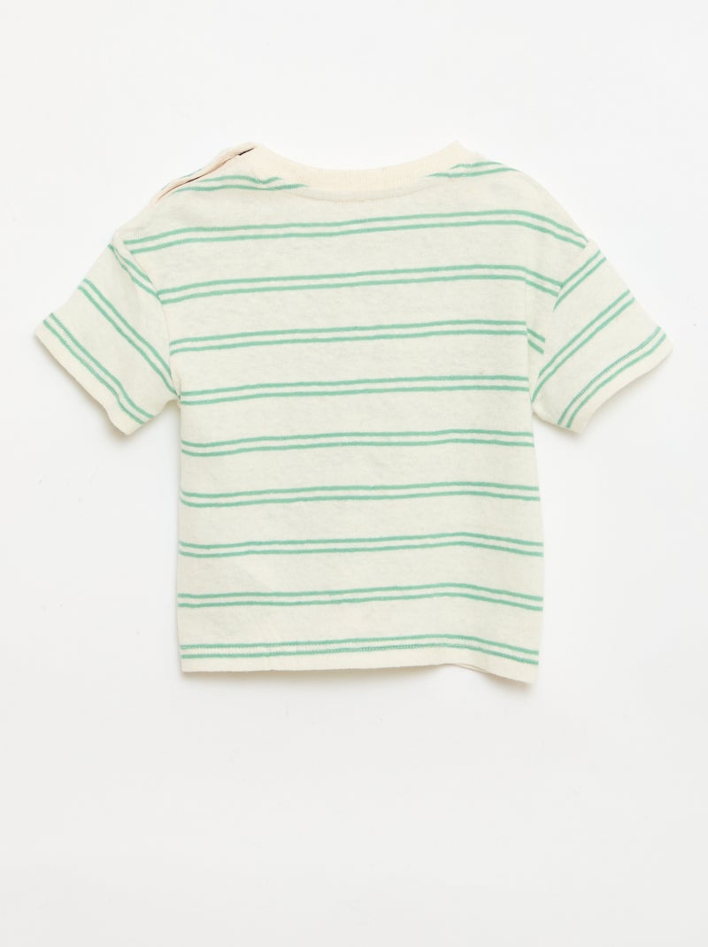 T-shirt rayé en jersey coton et lin Blanc - Kiabi