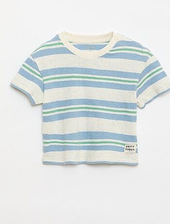 T-shirt rayé en jersey coton et lin