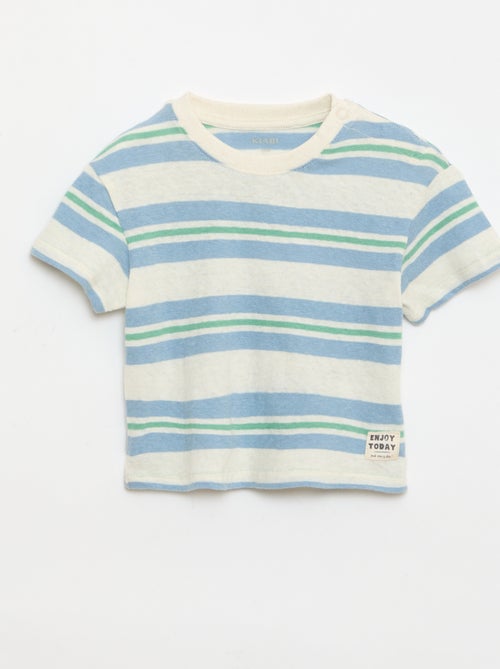 T-shirt rayé en jersey coton et lin - Kiabi