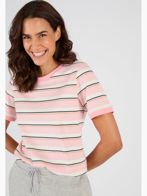 T-shirt rayé en pur coton - Happy D. by Damart - Kiabi