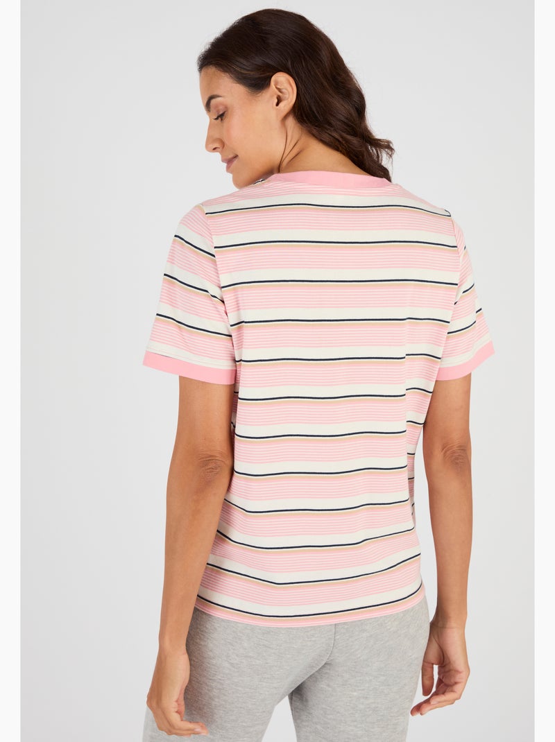 T-shirt rayé en pur coton - Happy D. by Damart Rose - Kiabi