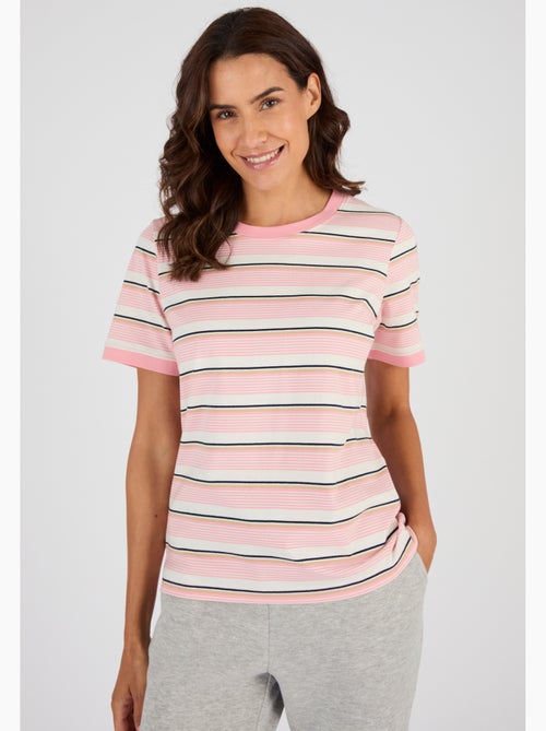 T-shirt rayé en pur coton - Happy D. by Damart - Kiabi