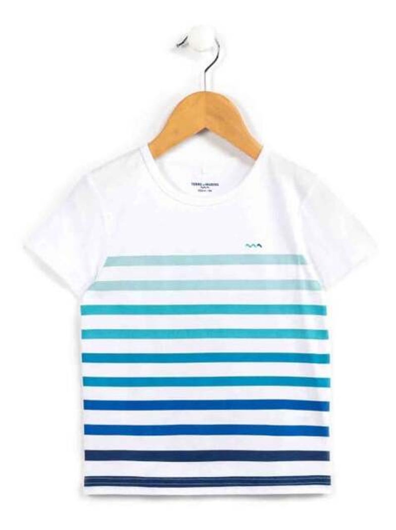 T-Shirt rayé Enfant Sommet de l'Océan Bleu - Kiabi