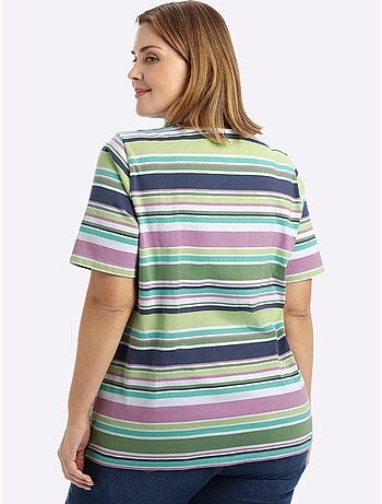 T-shirt Rayé Fils Teintés - Taille Standard - Sheego