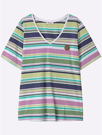 T-shirt Rayé Fils Teintés - Taille Standard - Sheego