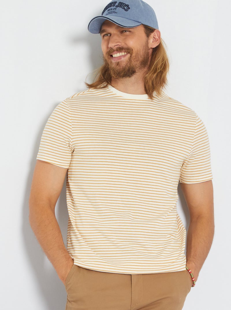 T-shirt rayé Jaune moutarde - Kiabi