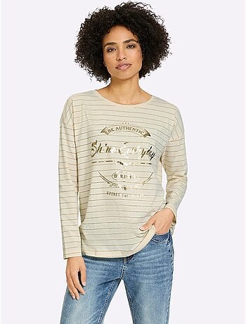 T-shirt rayé jersey fin - taille standard - helline