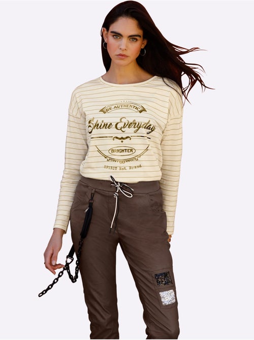 T-shirt rayé jersey fin - taille standard - helline - Kiabi