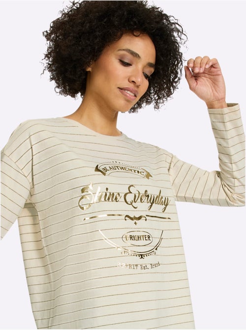 T-shirt rayé jersey fin - taille standard - helline - Kiabi