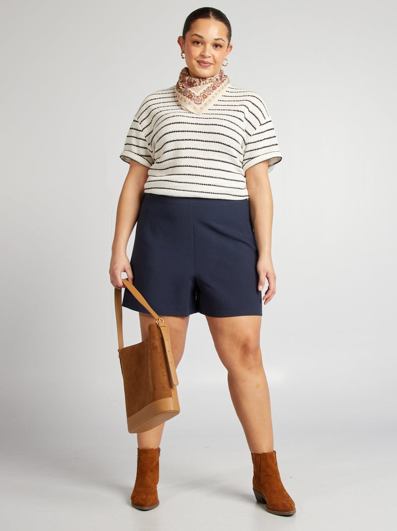 T-shirt rayé large à manches courtes BLEU - Kiabi