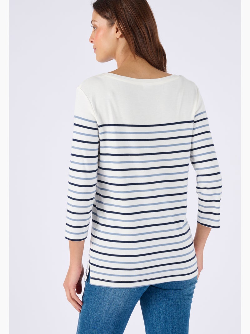 T-shirt rayé maille interlock - Happy D. by Damart Bleu - Kiabi