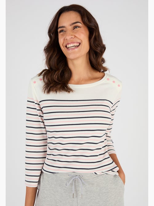 T-shirt rayé maille interlock - Happy D. by Damart - Kiabi
