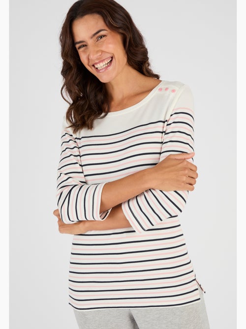 T-shirt rayé maille interlock - Happy D. by Damart - Kiabi