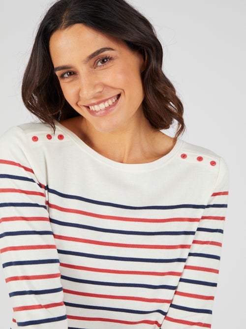 T-shirt rayé maille interlock - Happy D. by Damart - Kiabi