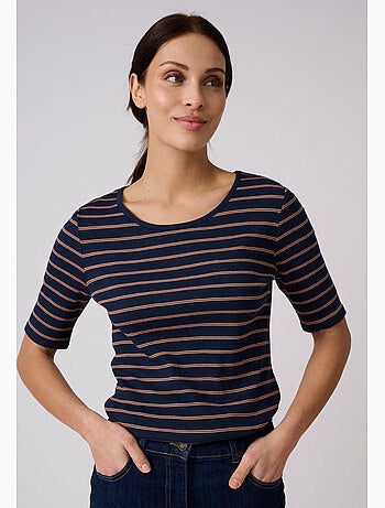 T-shirt rayé manches aux coudes - damart