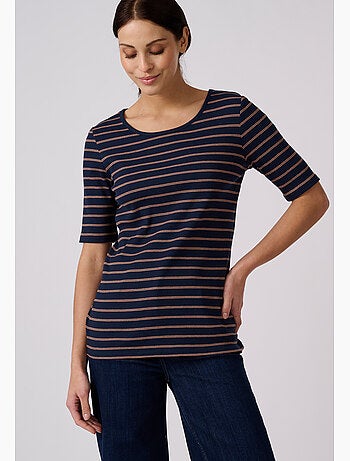 T-shirt rayé manches aux coudes - damart