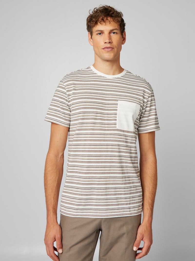 T-shirt rayé manches courtes Bleu - Kiabi