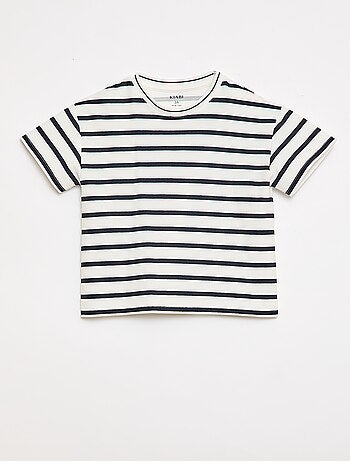 T-shirt rayé manches courtes en coton
