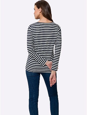 T-shirt Rayé Mélange De Modal Doux - Taille Standard - Helline