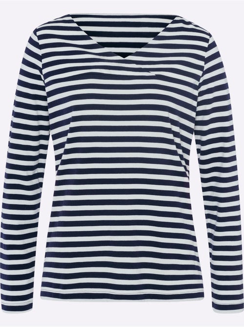 T-shirt Rayé Mélange De Modal Doux - Taille Standard - Helline - Kiabi T-shirt Rayé Mélange De Modal Doux - Taille Standard - Helline - Kiabi