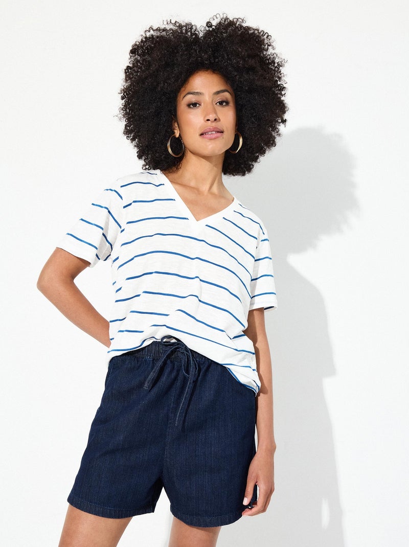 T-shirt rayé MO Fashion Bleu - Kiabi