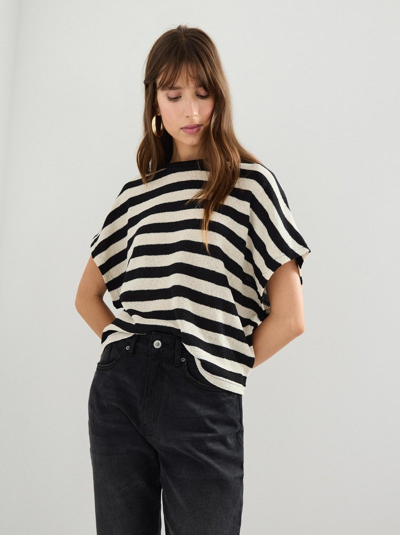 T-shirt rayé MO Fashion Noir - Kiabi
