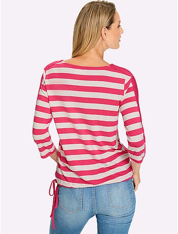 T-shirt Rayé Motif à Rayures Tendance - Taille Standard - helline