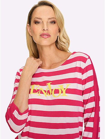 T-shirt Rayé Motif à Rayures Tendance - Taille Standard - helline