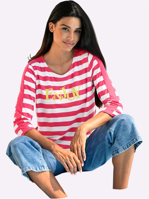 T-shirt Rayé Motif à Rayures Tendance - Taille Standard - helline - Kiabi