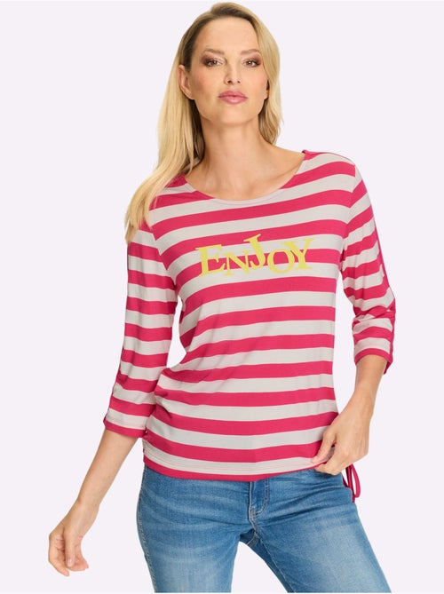 T-shirt Rayé Motif à Rayures Tendance - Taille Standard - helline - Kiabi